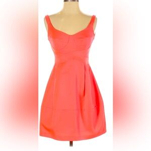 Nanette Lepore Fiery Coral Strapless Dress Sz 2